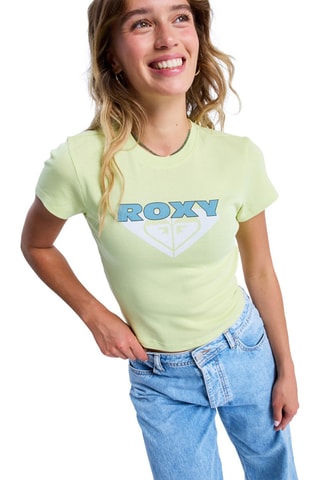 T-shirt cropped Beach Love - Lichtgroen - Roxy