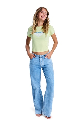 T-shirt cropped Beach Love - Lichtgroen - Roxy