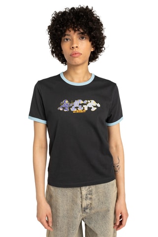 Biologisch Katoenen T-shirt Regular Second Nature Ringer W - Zwart - Element