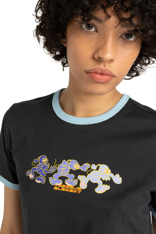 Biologisch Katoenen T-shirt Regular Second Nature Ringer W - Zwart - Element