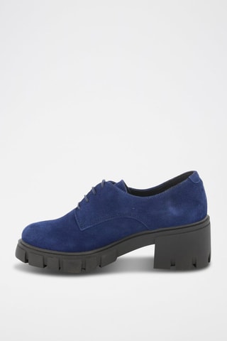 Derbies de nobuk de tacón Valentina - Azul
