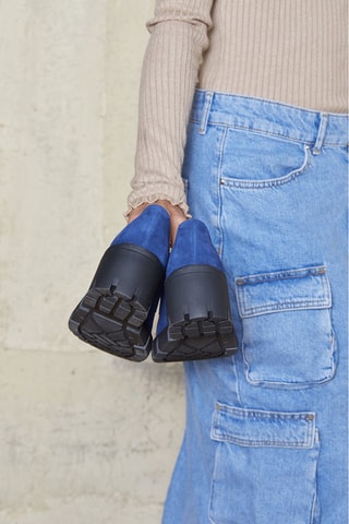Derbies de nobuk de tacón Valentina - Azul