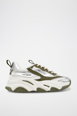 Zapatillas con plataforma Possession-E - Verde oliva y plateado