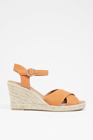 Sandalias de piel nobuk de cuña Omella - Naranja