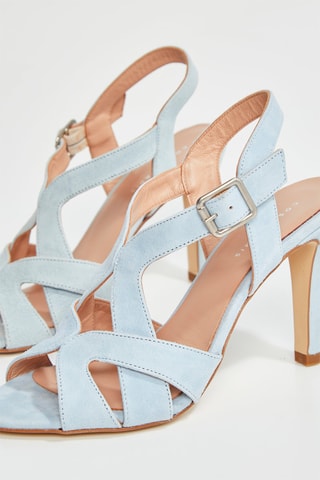 Sandalias de nobuk de tacón Mollie - Azul claro