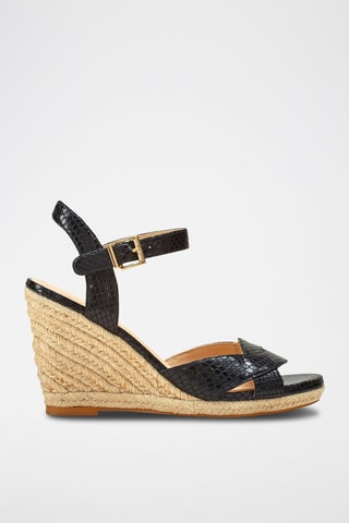 Sandalias de piel de cuña Zabila - Negro