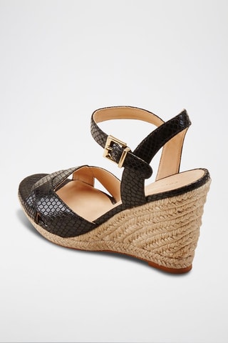 Sandalias de piel de cuña Zabila - Negro
