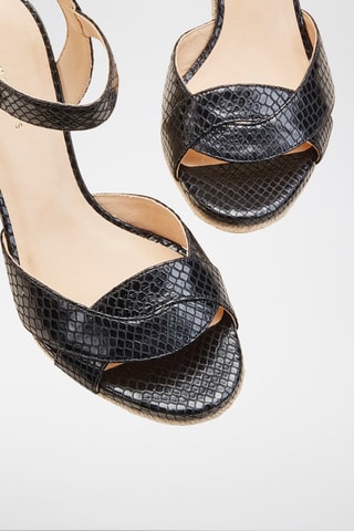 Sandalias de piel de cuña Zabila - Negro