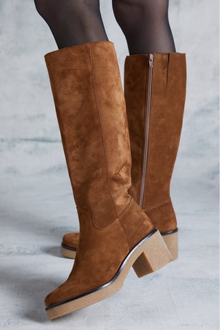 Botas de nobuk y piel de serraje Valeria - Camel