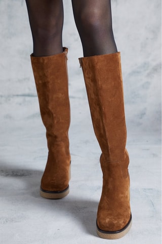 Botas de nobuk y piel de serraje Valeria - Camel