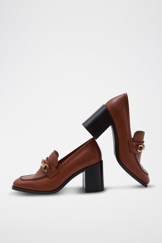 Mocasines de piel de tacón Eleanor - Marrón