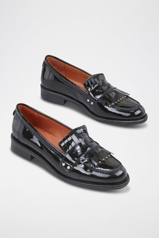 Mocasines de piel de charol Voni - Negro