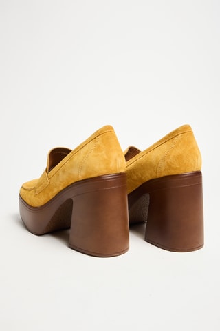Mocasines de nobuk de tacón - Beige
