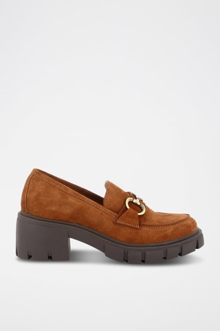 Mocasines de nobuk de tacón Vinciane - Camel