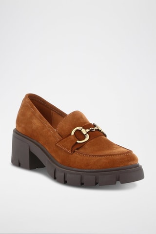 Mocasines de nobuk de tacón Vinciane - Camel