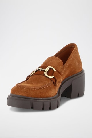 Mocasines de nobuk de tacón Vinciane - Camel