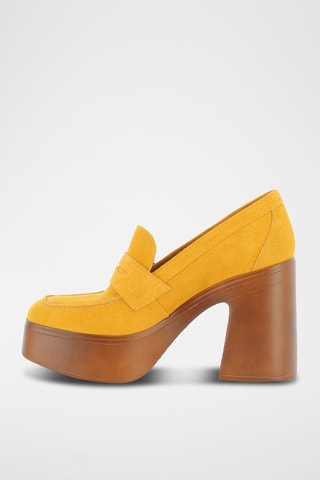 Mocasines de nobuk de tacón Colline - Mostaza