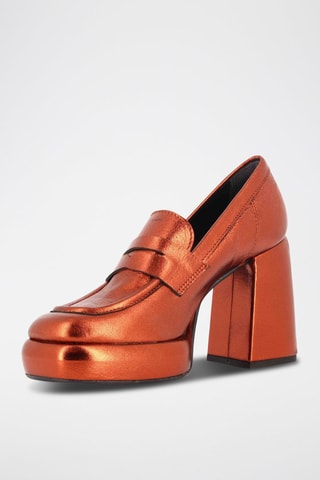 Mocasines de piel de tacón Ilenia - Naranja