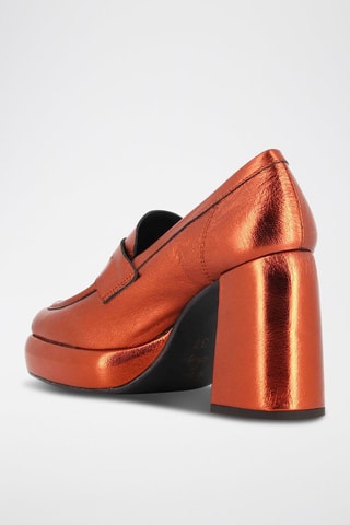 Mocasines de piel de tacón Ilenia - Naranja