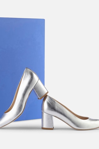 Zapatos de piel de tacón Wougy - Plateado
