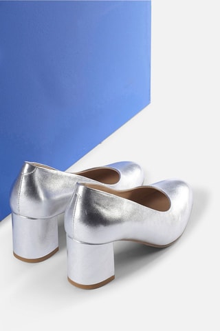 Zapatos de piel de tacón Wougy - Plateado