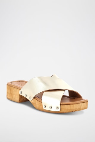 Sandalias de piel de tacón Gena - Dorado