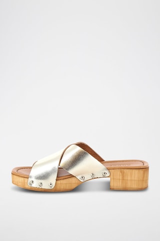 Sandalias de piel de tacón Gena - Dorado