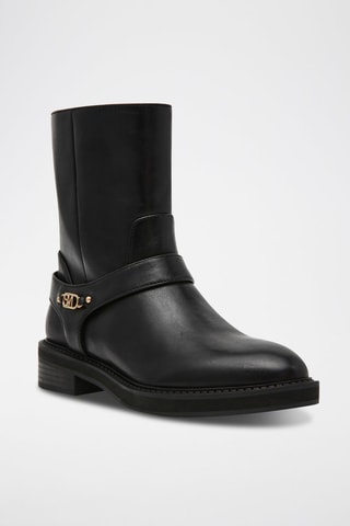 Botines de piel Loophole - Negro y dorado