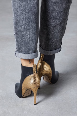 Botines de piel Eblouissante - Negro y dorado