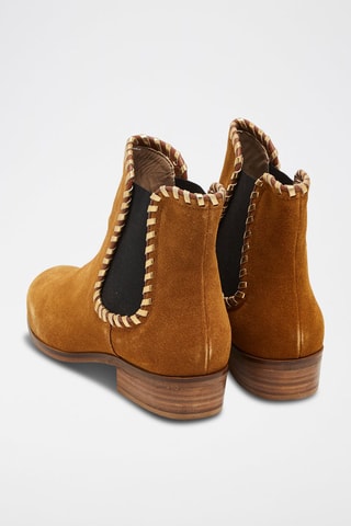 Botines Chelsea de piel de serraje - Camel