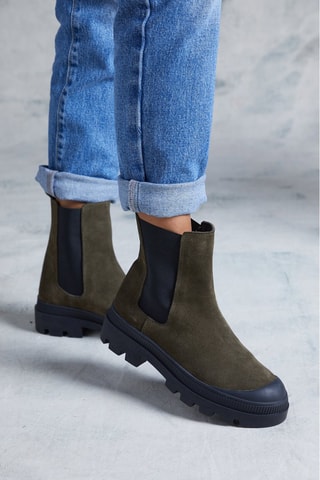 Botines Chelsea de nobuk de piel de serraje Viviana - Caqui