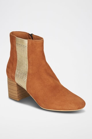 Botines de piel de serraje - Camel