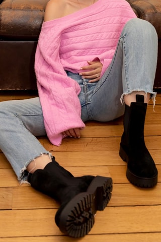 Botines Chelsea de nobuk con plataforma Urbanie - Negro