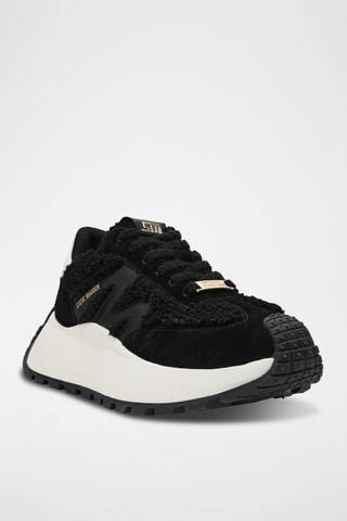Zapatillas de piel con plataforma Supercampo-F - Negro