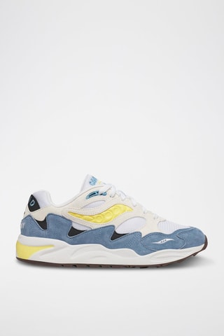 Zapatillas de nobuk Grid Shadow 2 - Azul cobalto y blanco