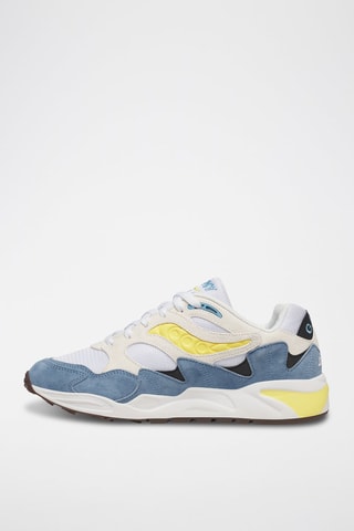 Zapatillas de nobuk Grid Shadow 2 - Azul cobalto y blanco