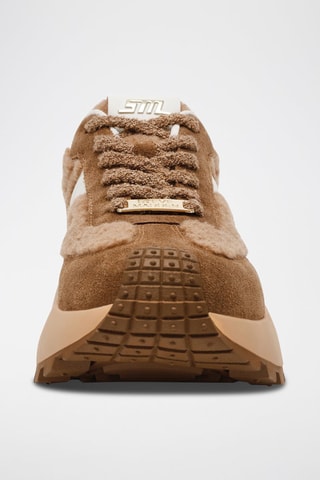 Zapatillas de piel con plataforma Supercampo-F - Marrón