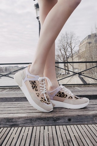 Zapatillas de piel Leoparda - Nude