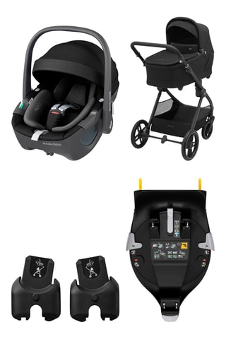 Poussette duo Oxford + Twillic, Siège-auto Pebble 360, Base siège-auto FamilyFix 360 et Adaptateur pour nacelle