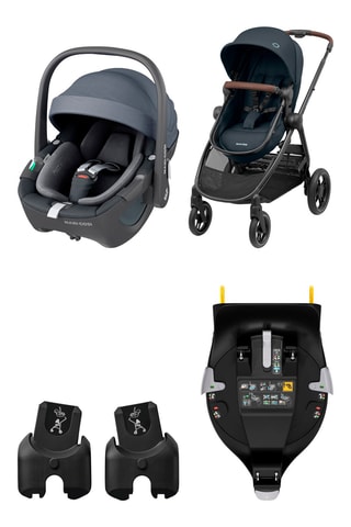 Poussette Zelia 3, Siège-auto Pebble 360, Base siège-auto FamilyFix 360 et Adaptateur pour nacelle