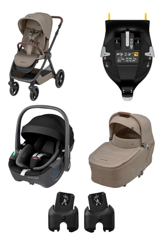 Poussette Oxford Twillic, Siège-auto Pebble 360, Nacelle Sense Carrycot Twillic, Base siège-auto FamilyFix 360 et Adaptateur pour nacelle