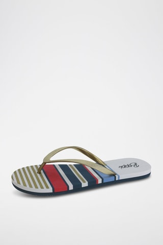 Tongs - Doré et bleu