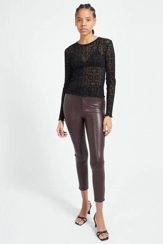 Pantalon skinny taille haute Marron