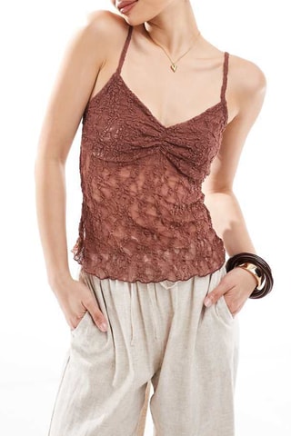 Top en dentelle - Marron