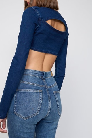 Crop-top en jean - Bleu