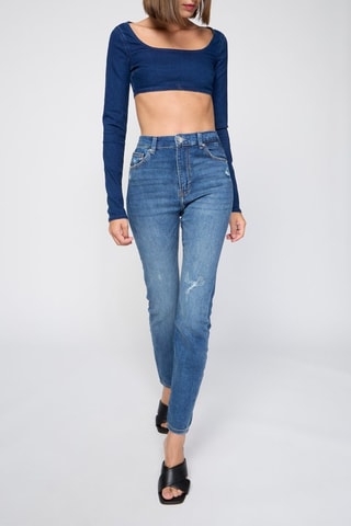 Crop-top en jean - Bleu