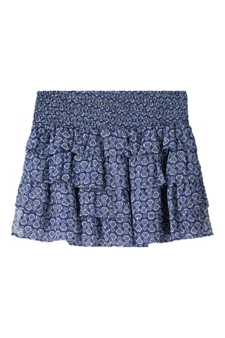 Jupe volantée taille haute - Bleu