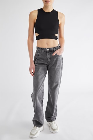 Jean droit mid-rise - Gris