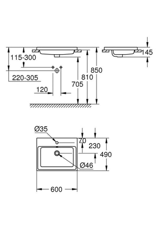 Lavabo in ceramica a incasso - Cubico