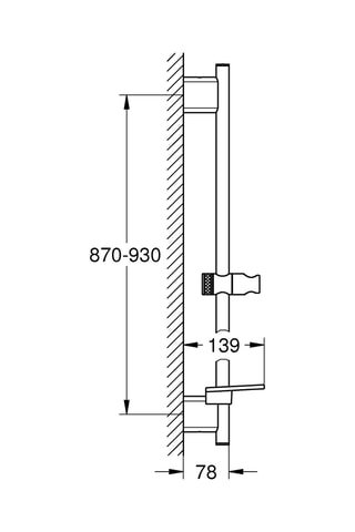 Barre de douche Hard Graphite Brossé - 93 x 139 x 78 mm